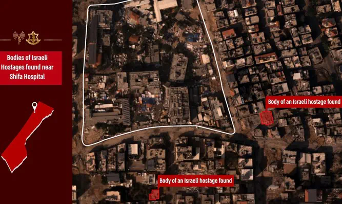 The sites where the bodies of hostages were found