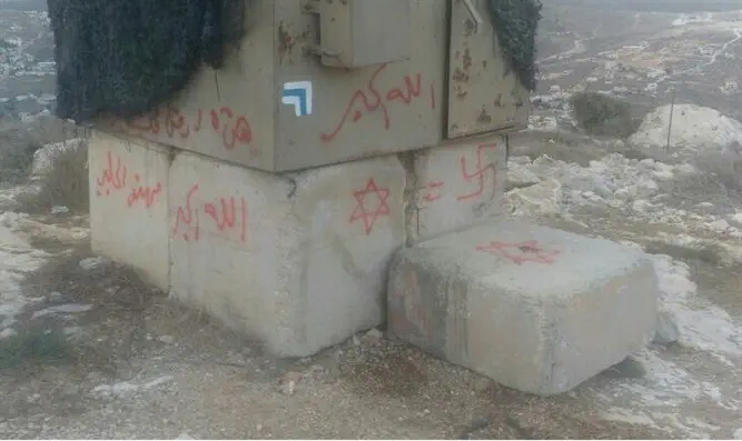 Vandalized IDF guard post