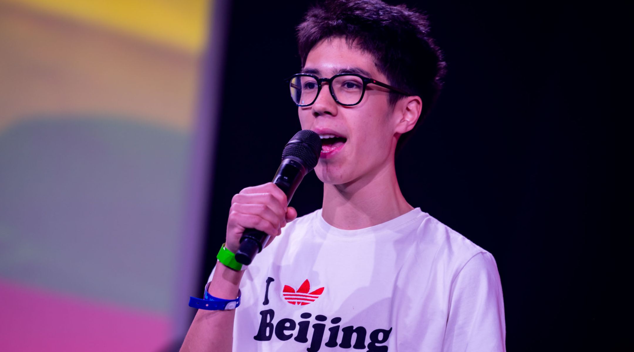 Ethan Yang speaking at a plenary session during BBYO's International Convention.                                    Courtesy of BBYO