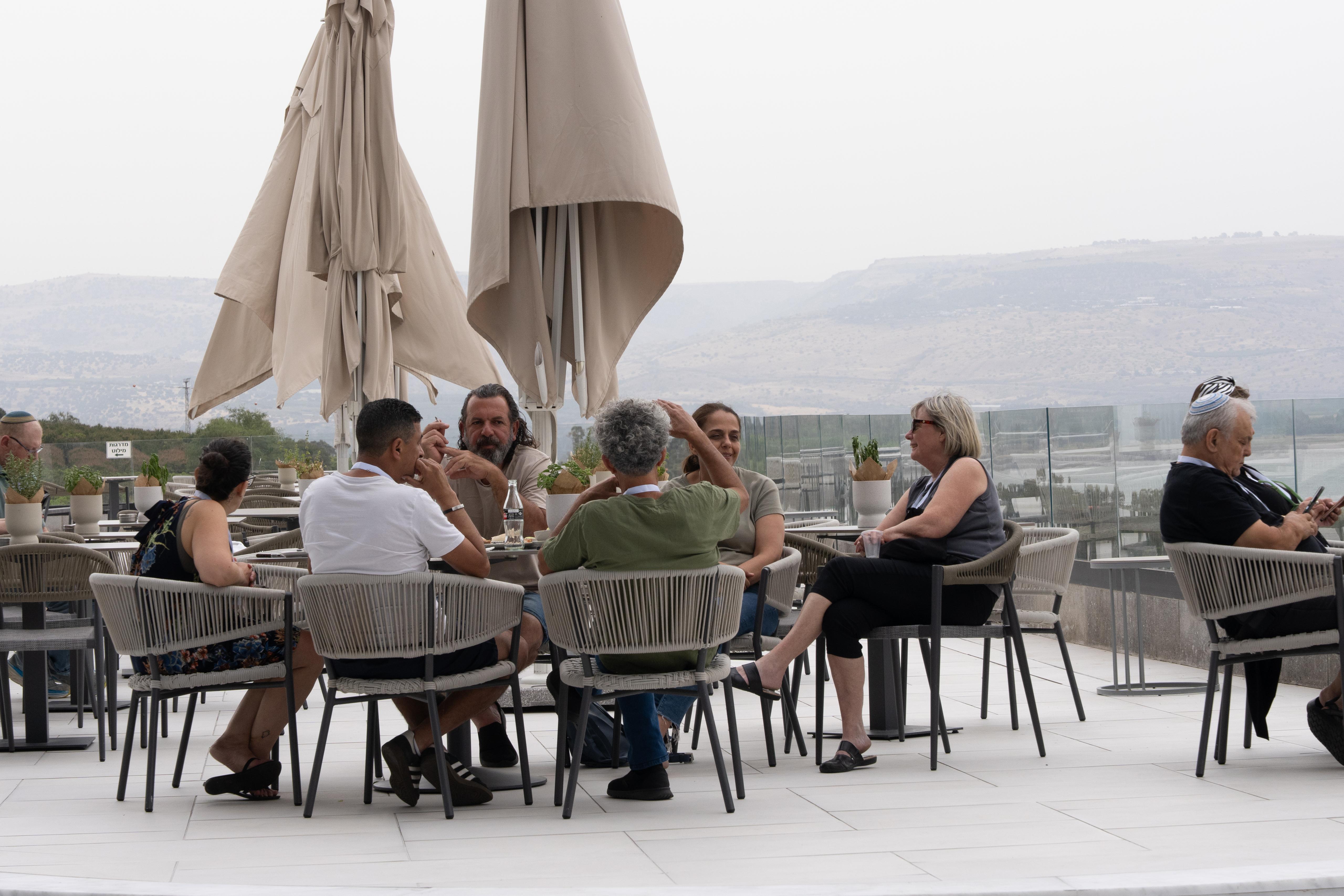 Chatting at OneFamily retreat