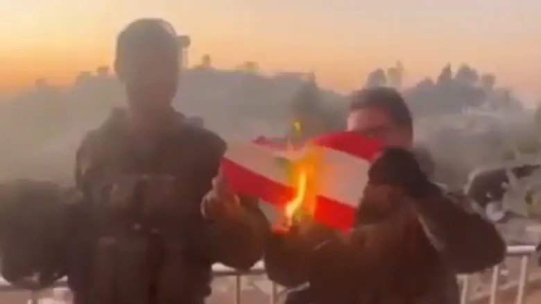 IDF soldiers burn flags in Lebanon